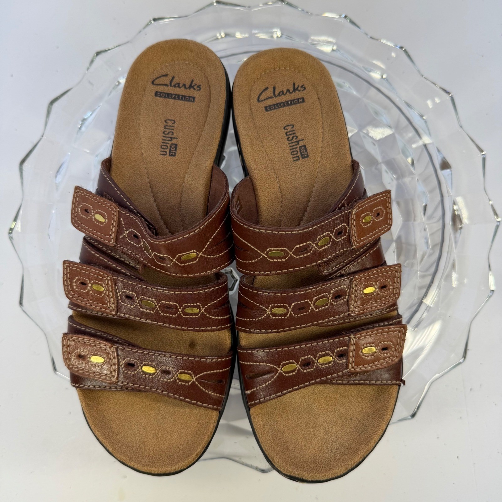 Clarks Collection Brown Leather Adjustable Strap … - image 3