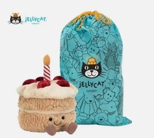 Jellycat Birthday Cake Plush Collectible Stuffed Toy Soft Plush w/ Dust Bag NEW
