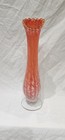 Vintage Art Glass Vase Orange and White Swung Glass Vase Mid Century Art Glass 