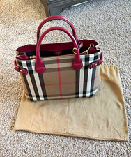 Burberry Plaid Satchel Top Handle Red Strap Z...