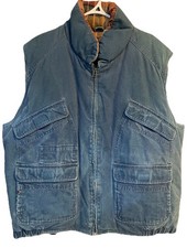 Vtg Eddie Bauer Goose Down Canvas Puffer Vest Full Zip Utility Workwear XL Green