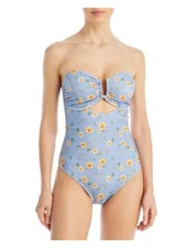 AQUA Women's Light Blue Kristopher Brock Bandeau One Piece Swimsuit S