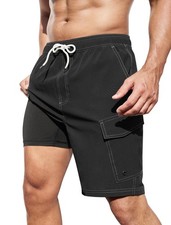 Mens Swim Trunks with Compression Liner 9 Inch Bathing Suits Quick-Dry Swimmi...