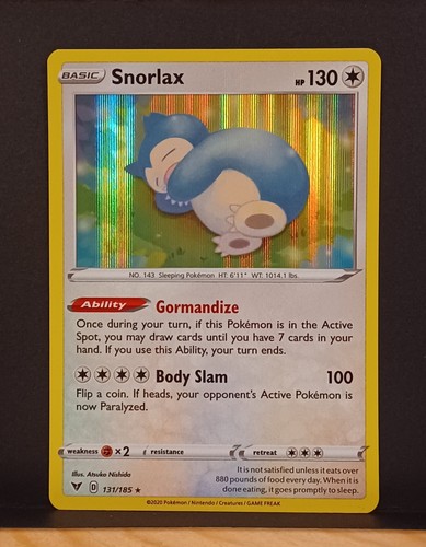 Snorlax Holo SWSH04: Vivid Voltage 131/185 NM/LP Pokemon