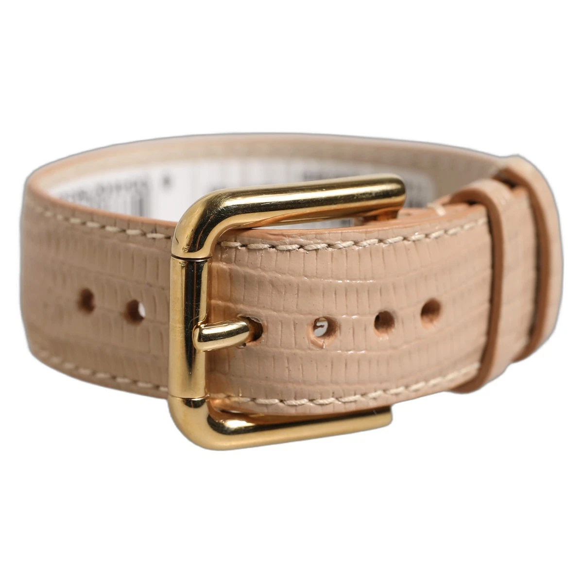 Dolce & Gabbana Brown Textured Leather Gold Buckle Belt Strap Women\'s Bracelet 90s 2000s Vintage Dolce & Gabbana Belt Brown Suede Leather  main image 3