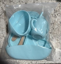 6 Pieces Silicone Baby Feeding Set Baby Dishes with Suction and Utensils