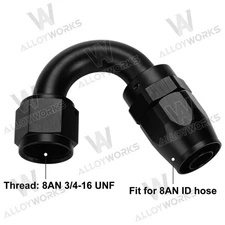 1pc 8AN Hose End Fitting 150 Degree Swivel for CPE Braided Hose AN8 Black