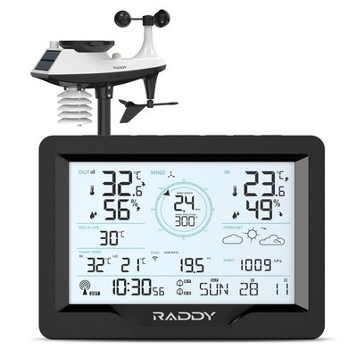 Raddy MN6 Lite Wetterstation 5-in-1 mit Außensensor DCF Funkuhr