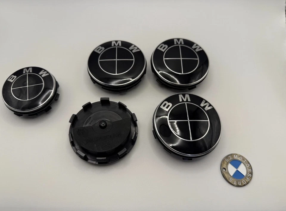 Tapacubos centrales de llantas de aleación flotante 68 mm 36122455269 4 piezas originales para BMW NEGRO Foto 2 de 4