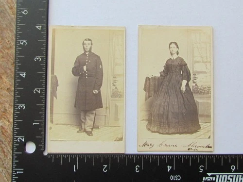 Alexandria Virginia Civil War soldier wearing corps badges & possible wife cdv's