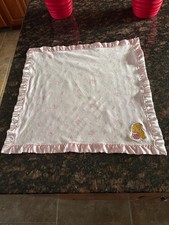 Classic Winnie the Pooh SWEET FLOWER Pink Knit Satin Edge Lovey Blanket