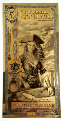 #ad 2025 5 Florida Goldbacks Note 1 200th Troy Ounce 24K Gold $54.99