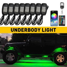 8x RGB LED Pods Rock Light Kit Underbody Glow Neon Lamp Bluetooth Music Control