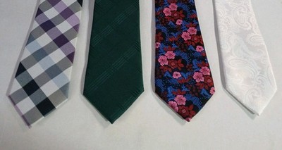 Set Of 4 Mens Ties Stafford & Unbranded Polyester Silk Plakd Floral Green White