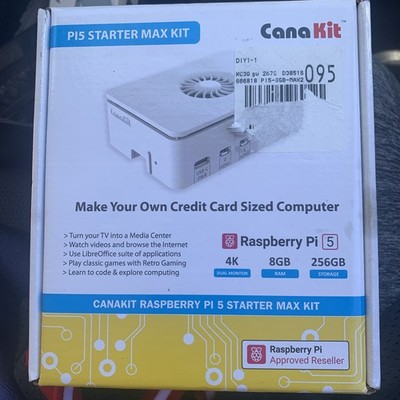 CanaKit Raspberry Pi 5 Starter Max Kit (8GB RAM) 256GB MicroSD - White - NEW