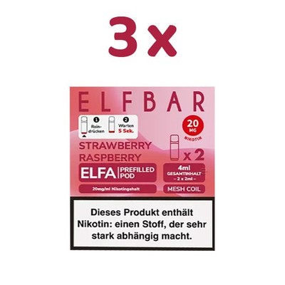 ELFBAR ELFA POD Strawberry Raspberry 20mg/ml Nikotin 3x 2 Pods