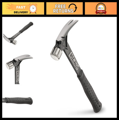 15 oz Short Handle Rip Claw Hammer - Smooth Face, Shock Reduction Grip, Framing