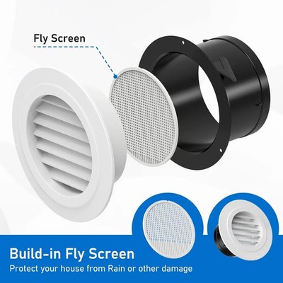 Hon&Guan 6'' Soffit Vent Exhaust Vent 6 Inch Round Air Vent Dryer Vent Soffit...