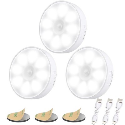 Nachtlicht Bewegungsmelder 8 LED USB aufladbar 3 Modi 3er warmweiß Treppe Flur