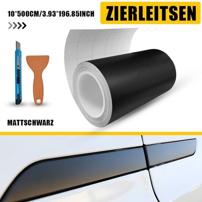Zierleisten Chromleisten Folie Auto deckt Chrom Film Schwarz Matt PVC 5m x 10cm