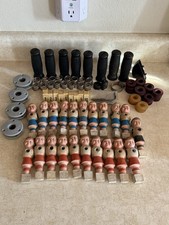 Vintage Tournament Soccer Foosball Lot - 10 Red - 10 Blue - 1 Ref - Handles, Etc