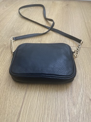 Michael Kors Black Leather Mini 16x12cm Shoulder Bag with Gold-Tone Logo Tab - Picture 9 of 24