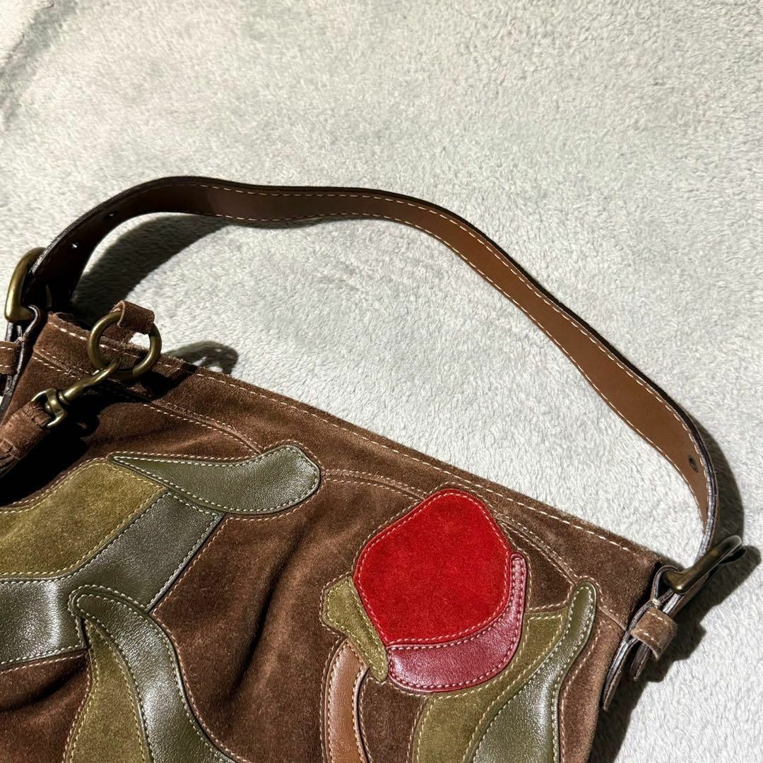 バッグ Vintage Coach Flower Patch Work Mini Bag Coach Vintage 9260 Flower Patch Work Mini Bag Brown Women's