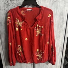 Figueroa  Flower Floral Blouse Boho Cottage Core Lrg