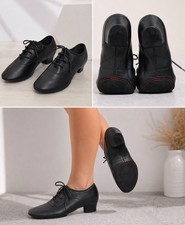 Black Women's Ballroom Dance Shoes Low Heel Lace-Up Comfortable Classic Style