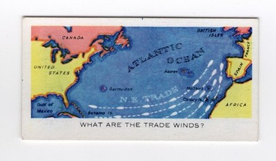 Lyons Tea Card. Q&A 1957 #43 The Trade winds over the Atlantic Ocean