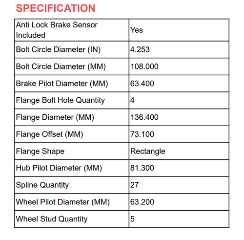 Rear Wheel Bearing Hub Assembly for 2013-19 Ford Escape 2015-19 Lincoln MKC AWD - Picture 3 of 8