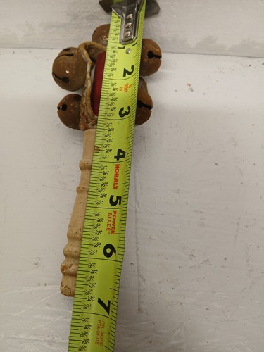 Antico Sonaglio Vittoriano Bambino Legno Pelle Primitivo Giocattolo Bambini - Foto 4 di 4