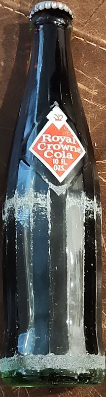 Royal Crown Cola RC 10 fl oz Glass Soda Bottle w/ Cap, Black Red White, Original