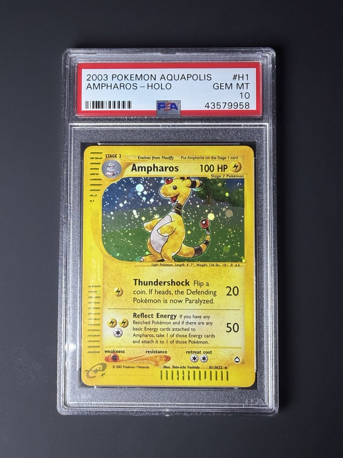 Ampharos H01/H32 Aquapolis Holo PSA 10 ✨POP 38✨