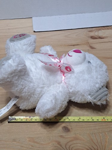 American Greetings White Teddy Bear Pink Hearts Valentine's Day Plush 8" Stuffed - Picture 9 of 9