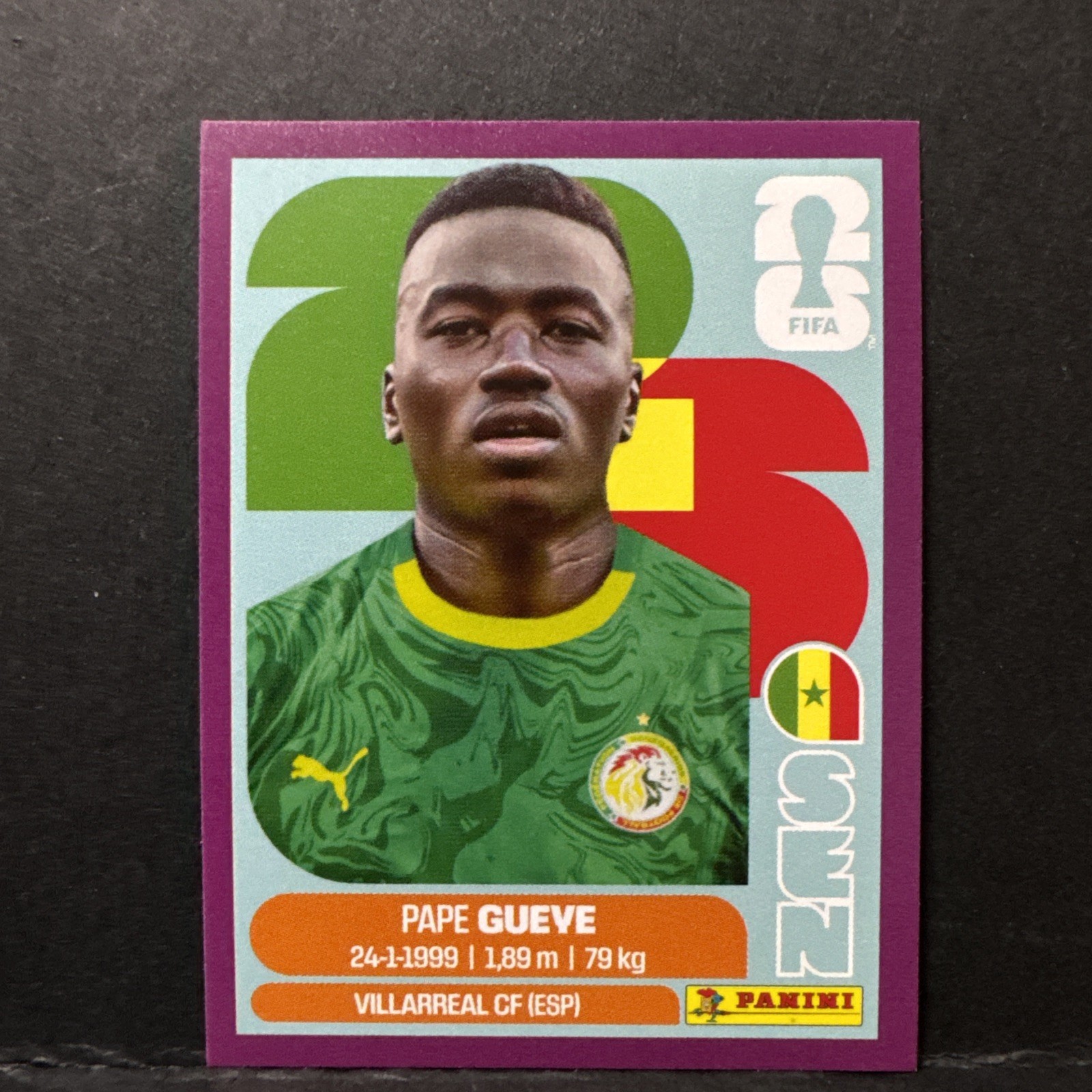 2026 Panini FIFA World Cup PURPLE Sticker SEN 11 Pape Gueye - Senegal