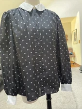 Lady Manhattan Long Sleeve Polyester Collard Blouse Size 12