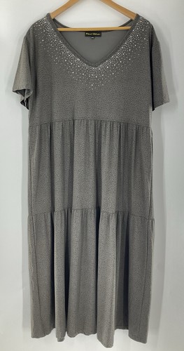 Frank Usher Grey Animal Print Embellished Jersey Maxi Dress Plus Size L/ XL #T3 - Picture 4 of 10