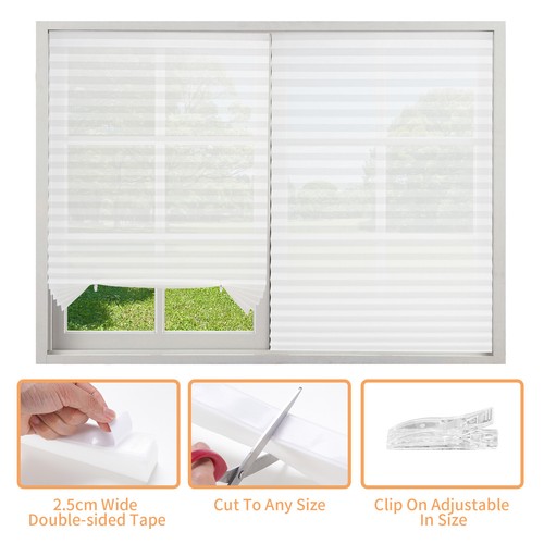 Self-Adhesive Temporary Pleated Blinds Blackout Bathroom Curtains Windows Shade - Picture 10 of 44