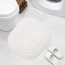 Royal Blaze 2x Bath Mat Crochet Reversible Plush Rug Runner - Oval Small 18"x26"