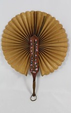FAN...Antique "Cockade/Mourning" hand folding fan hand painted flowers