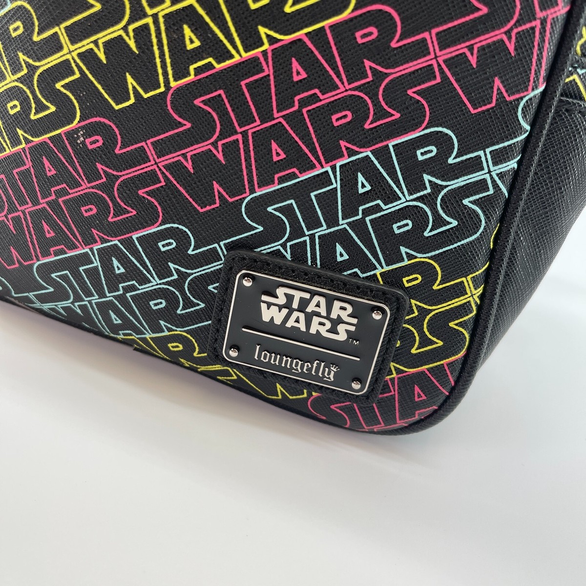 Loungefly Black Mini Backpack with Rainbow Star Wars Logo Loungefly Star Wars Rainbow Color Logo Mini Backpack Black  main image 2