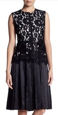 NWT Marc Jacobs Sleeveless Pleated Silk Skirt Black Lace Dress Sz 0 MSRP $798