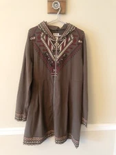 New Monroe Main Plus Size 1X Aztec Southwest Jacket Full Zip Hood Pockets Taupe