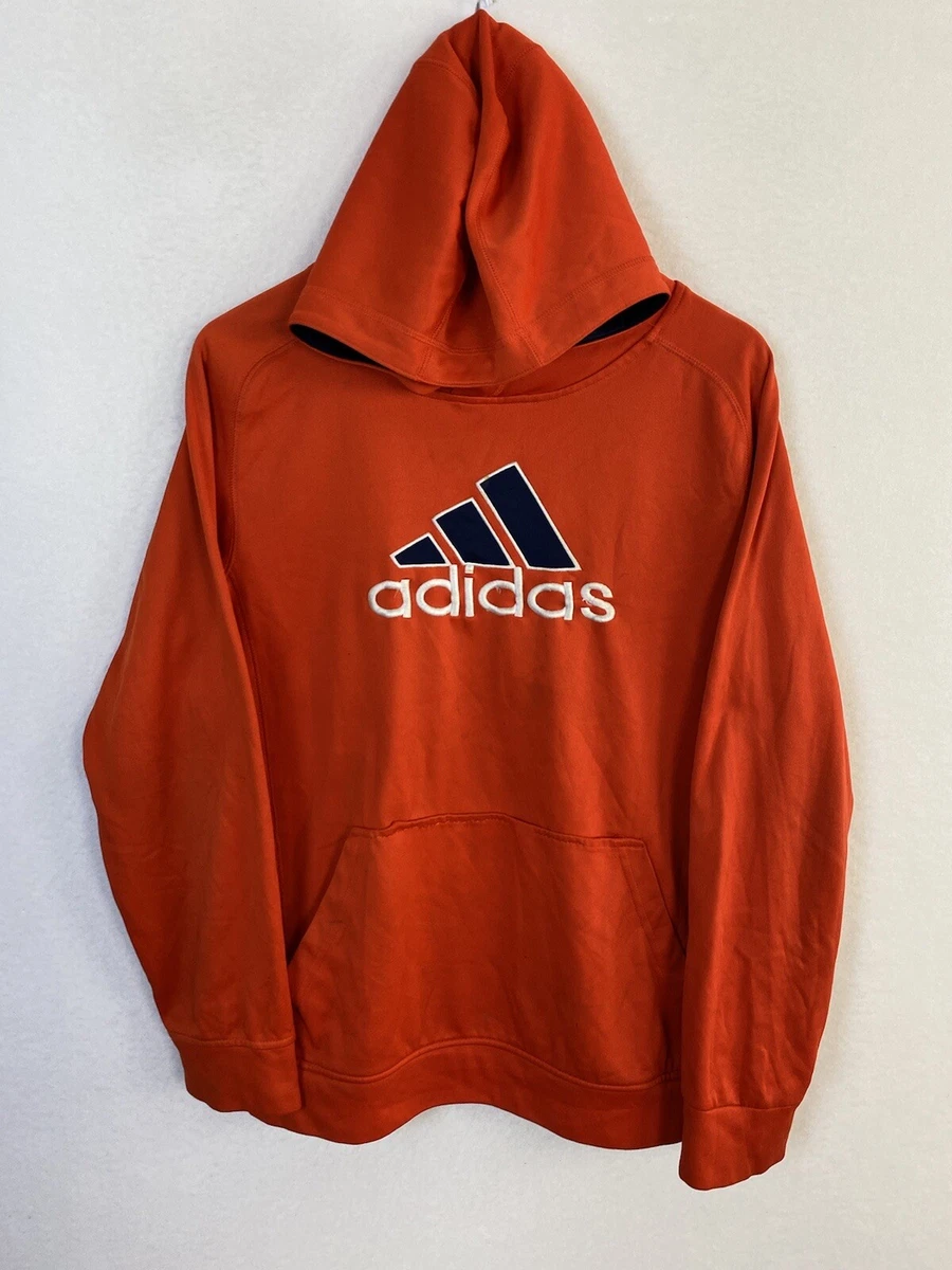 Early 2000s Adidas Chest Logo Orange Hoodie L Pullover Sweatshirt