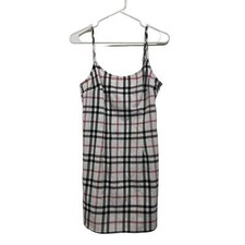Forever 21 Plaid Bodycon Open Back Mini Dress Red Black White Medium