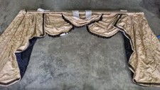 Curtains large  pelmet swags gold cream fabric lined 299cm wx187 drop 9'10" wide