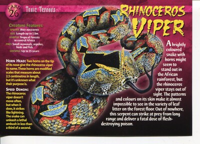 Weird N  Wild Creatures Toxic Terrors Karte 26 # Nashorn Viper # LC3
