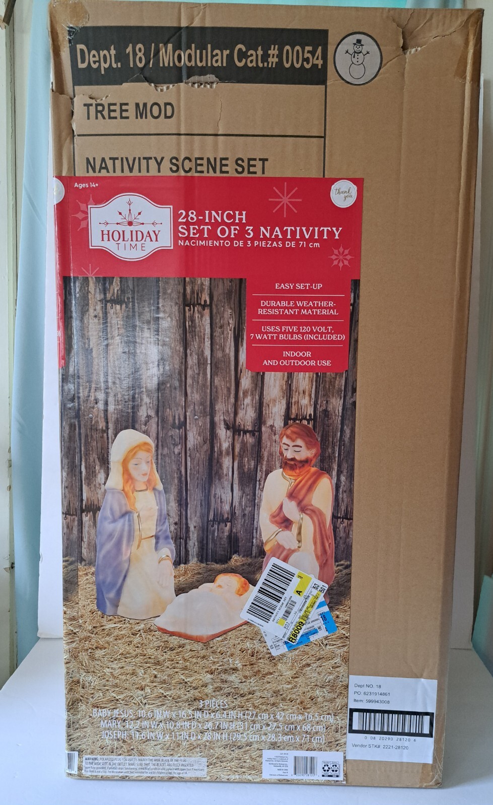 Holiday Time Blow Mold Nativity Set Lights Up 3 Pieces Brand New eBay