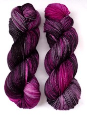 Demon Hunt very soft merino nylon hand dyed sock yarn purple black 440yds/400m